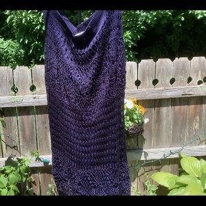 Navy blue crochet maxi skirt